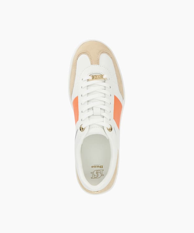 Dune London Enticing - Orange Round Toe Lace Up Trainers