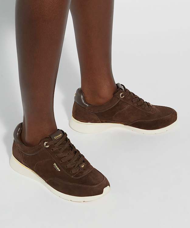 Dune London Entitle - Brown Brown Leather Lace Up Runner Trainers