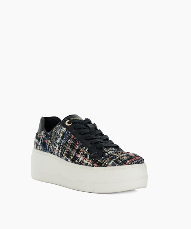 Dune London Episode - Black Lace Up Flatform Trainers