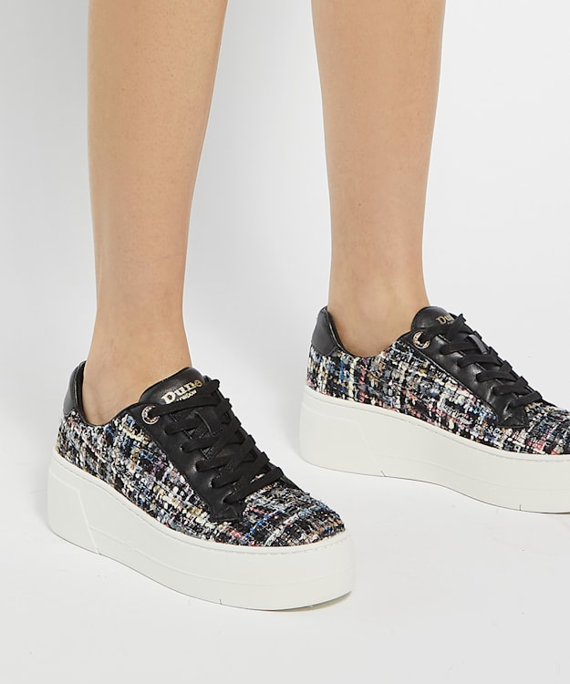 Dune London Episode - Black Lace Up Flatform Trainers
