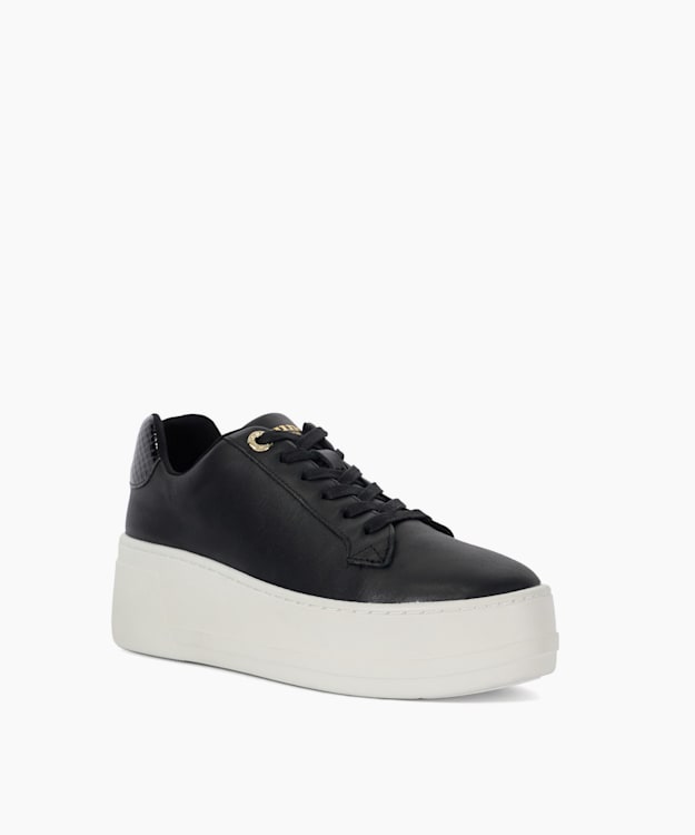 Dune London Episode - Black Leather Flatform Trainers