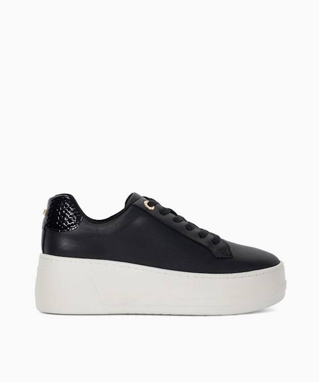 dune london Episode - Black Leather Flatform Trainers