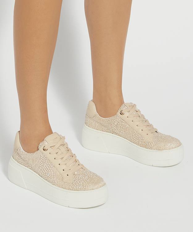 Dune London Episode - Blush Lace Up Flatform Trainers
