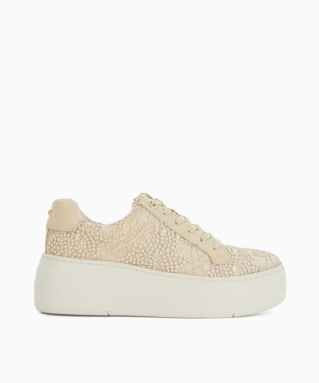 dune london Episode - Blush Lace Up Flatform Trainers