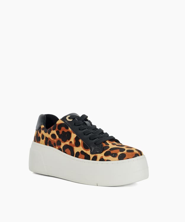 Dune London Episode - Leopard Lace Up Flatform Trainers