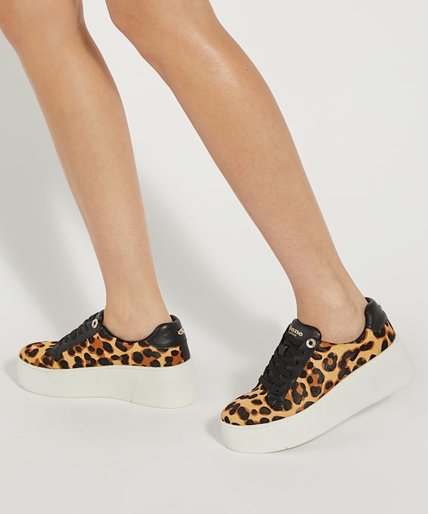 Dune London Episode - Leopard Lace Up Flatform Trainers