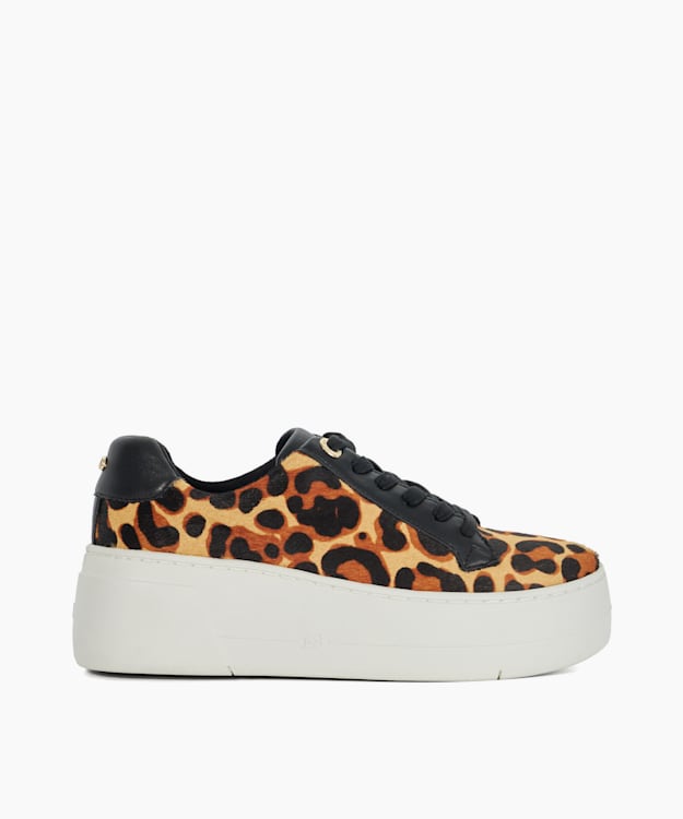 dune london Episode - Leopard Lace Up Flatform Trainers