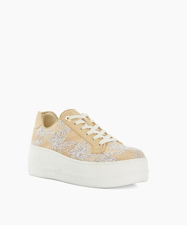 Dune London Episode - Natural Lace Up Flatform Trainers