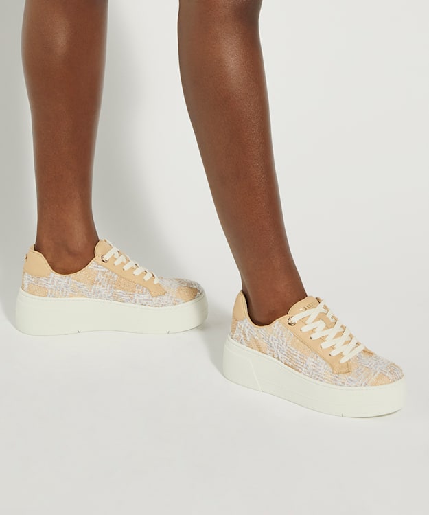 Dune London Episode - Natural Lace Up Flatform Trainers