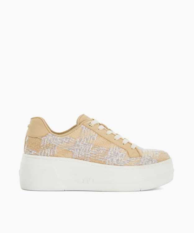dune london Episode - Natural Lace Up Flatform Trainers