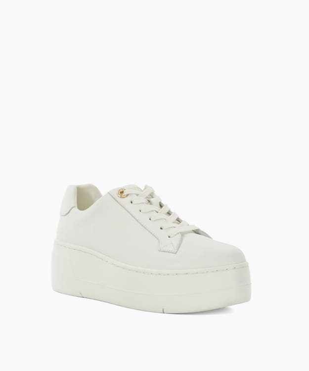Dune London Episode - White Lace Up Flatform Trainers