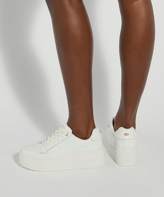 Dune London Episode - White Lace Up Flatform Trainers