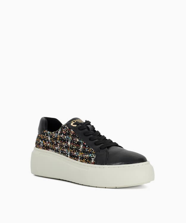 Dune London Estrids - Black Lace-Up Branded Chunky Cupsole Trainers