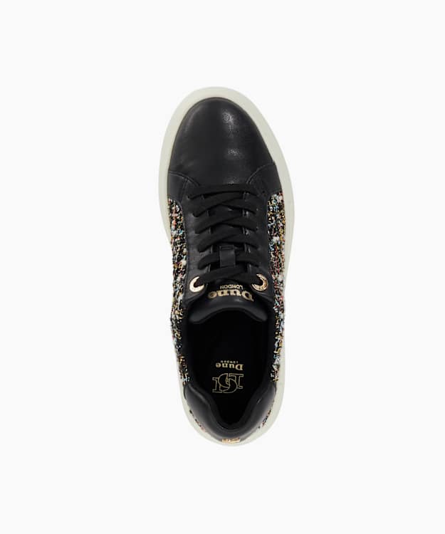 Dune London Estrids - Black Lace-Up Branded Chunky Cupsole Trainers