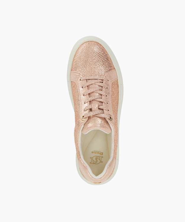 Dune London Estrids - Rose Gold Lace-Up Branded Chunky Cupsole Trainers