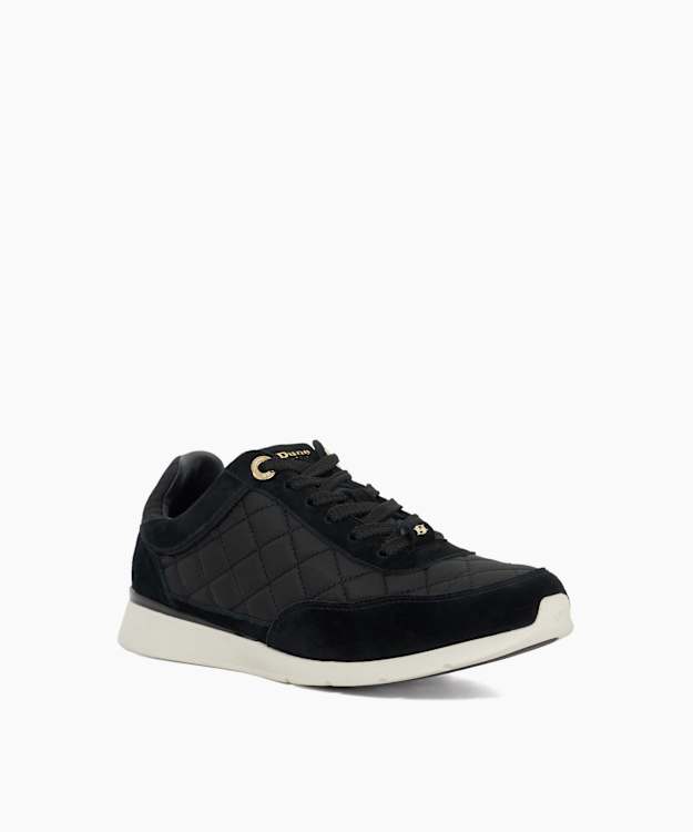 Dune London Everglow - Black Quilted Leather Trainers