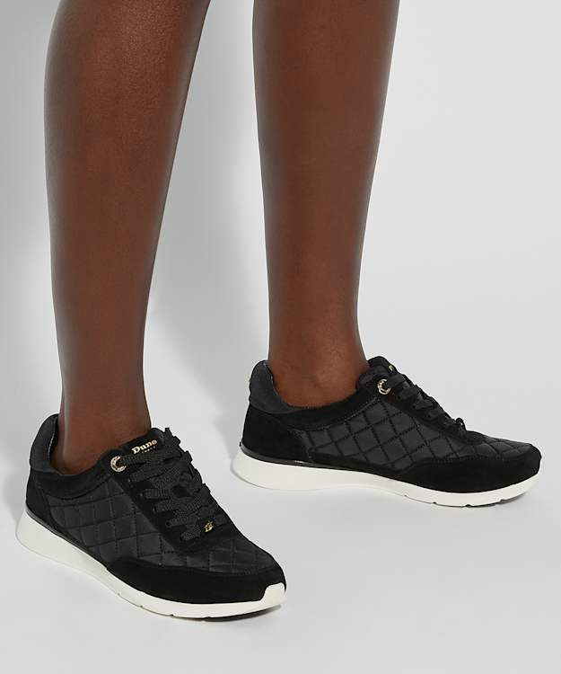 Dune London Everglow - Black Quilted Leather Trainers