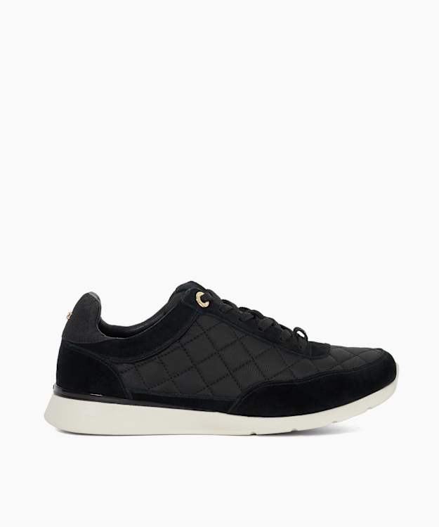 dune london Everglow - Black Quilted Leather Trainers