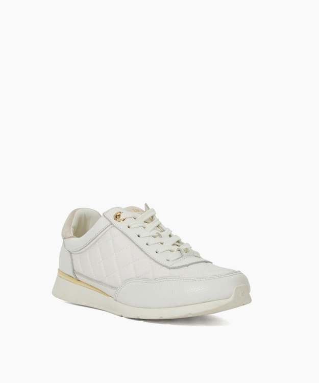 Dune London Everglow - White Quilted Leather Trainers