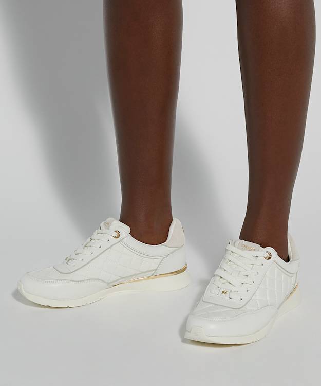 Dune London Everglow - White Quilted Leather Trainers