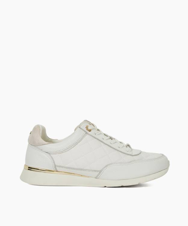 dune london Everglow - White Quilted Leather Trainers