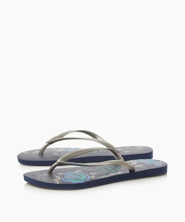 Dune London Flower Print Flip Flops - Navy Havaianas Slim Flower Print Flip Flops