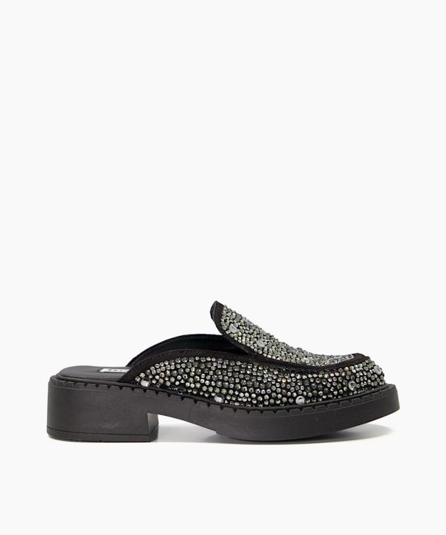 dune london Galaktic - Black Suede Hot-Stone Slip-on Loafers