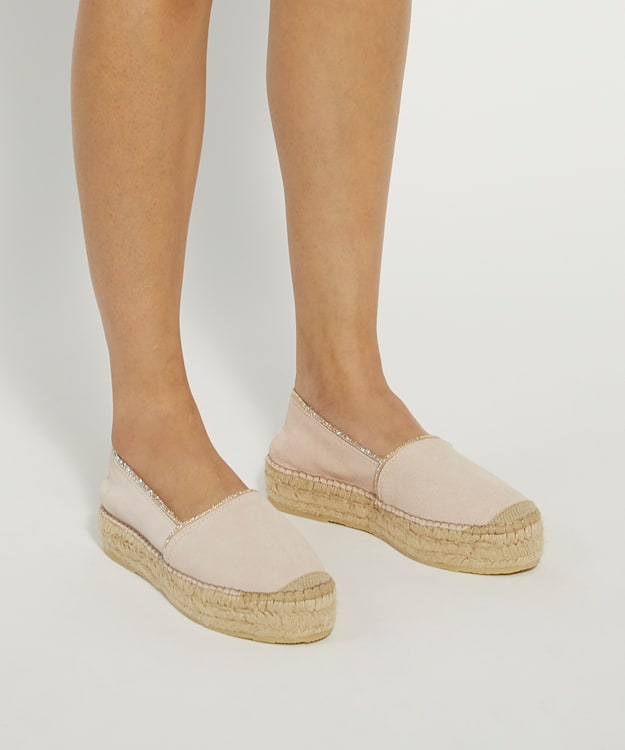 Dune London Genivee - Blush Embellished Suede Espadrilles