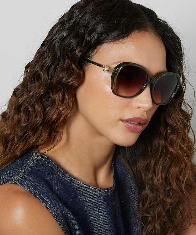Dune London Georgia - Green Acetate Square Frame Sunglasses