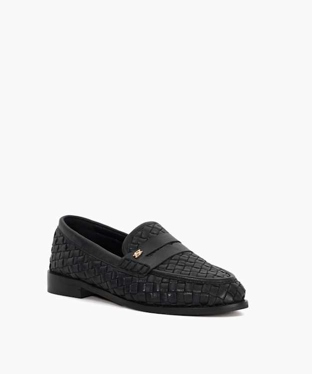 Dune London Ginello - Black Woven Leather Penny Loafer