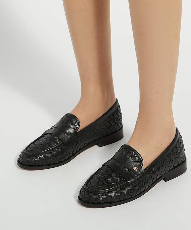 Dune London Ginello - Black Woven Leather Penny Loafer