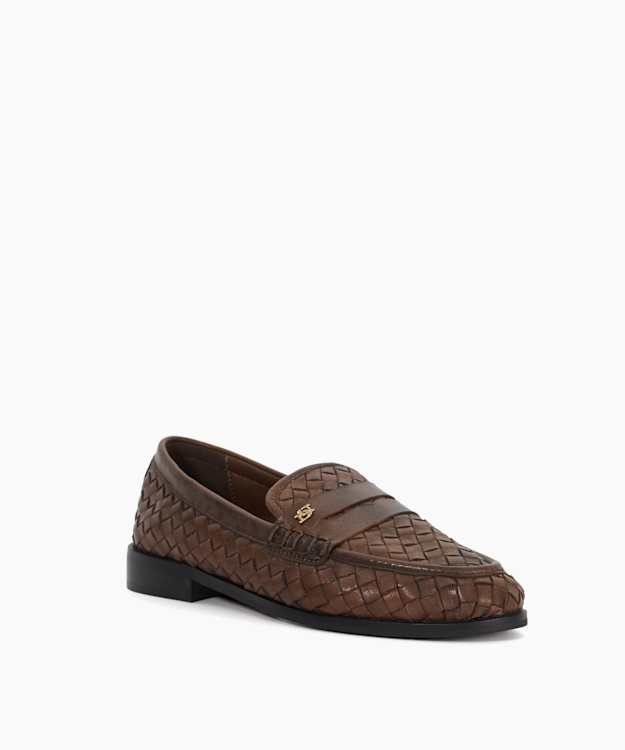 Dune London Ginello - Brown Woven Leather Penny Loafer