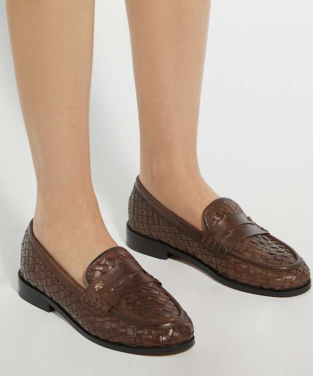 Dune London Ginello - Brown Woven Leather Penny Loafer
