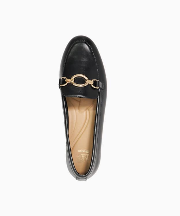 Dune London Gladia - Black Black Patent Leather Chain Detail Loafers