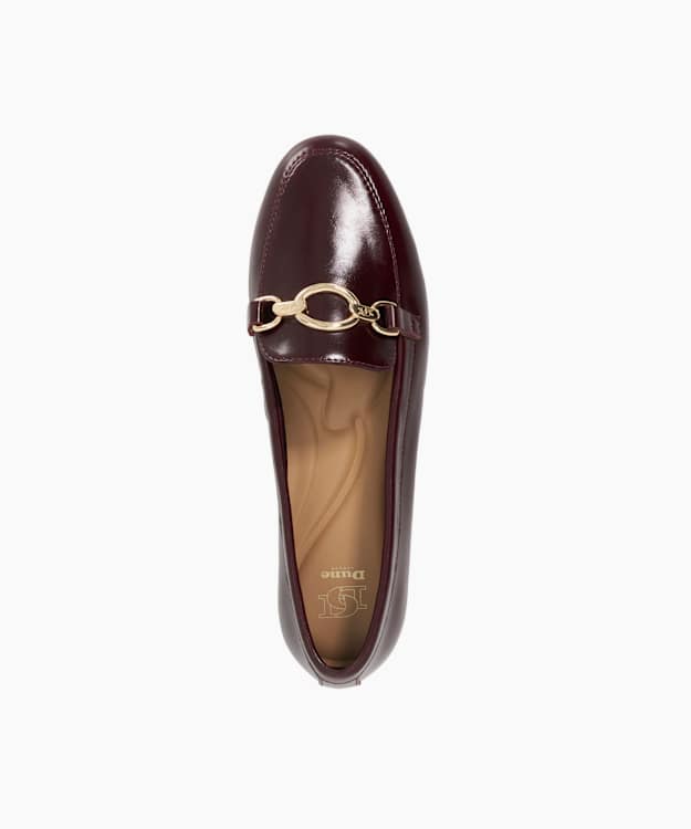 Dune London Gladia - Burgundy Leather Chain Detail Loafers