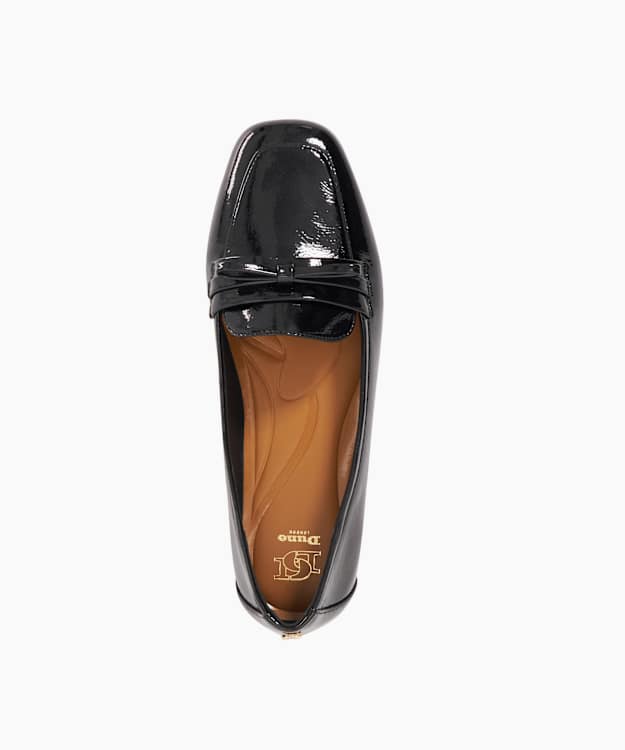 Dune London Gladstone - Black Patent Bow Detail Slip On Loafers