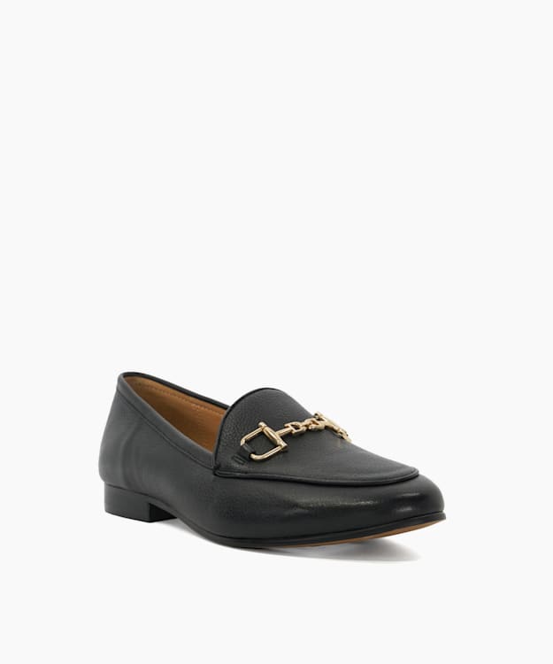 Dune London Glair - Black Wide Fit Almond Toe Buckle Detail Loafers