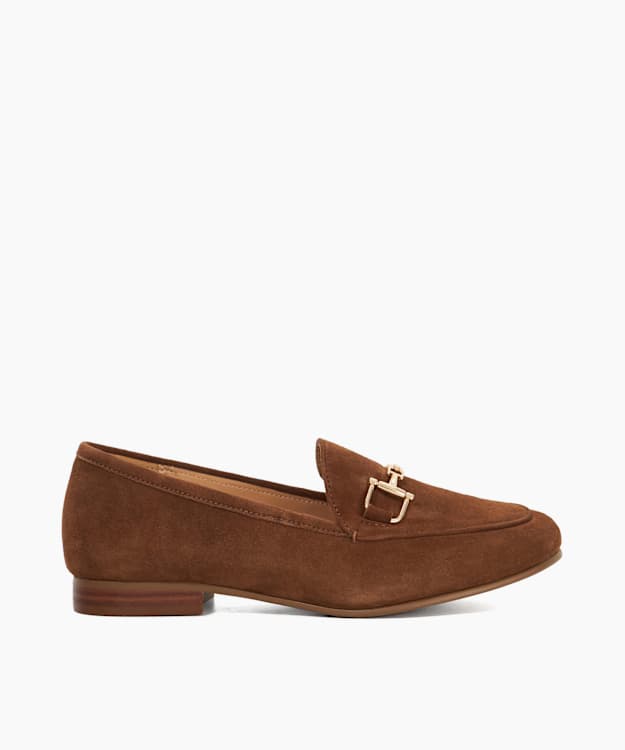 dune london Glair - Tan Wide Fit Almond Toe Buckle Detail Loafers