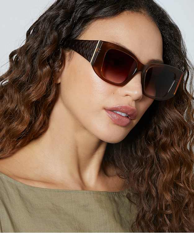 Dune London Gleam - Brown Rectangular Frame Sunglasses