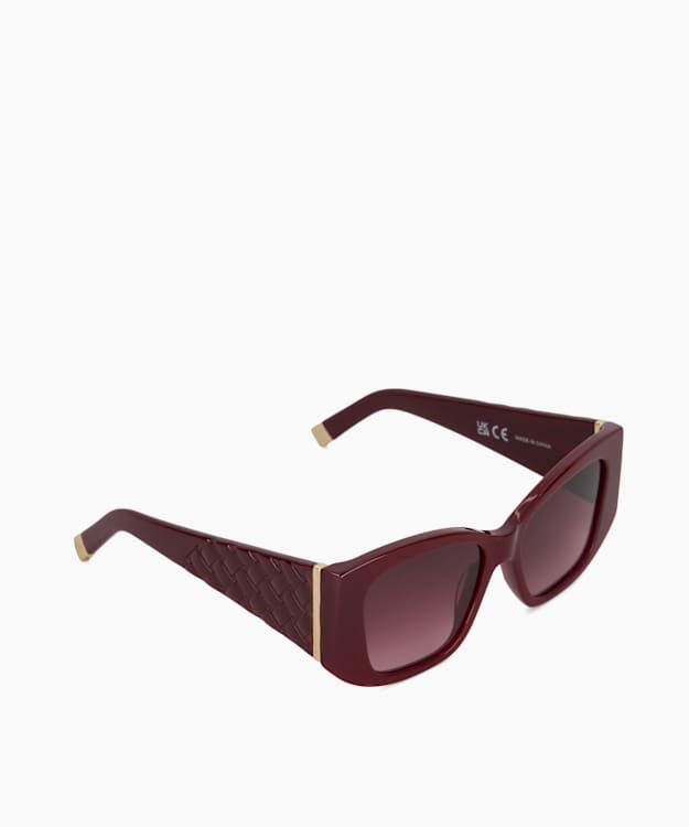dune london Gleam - Burgundy Rectangular Frame Sunglasses