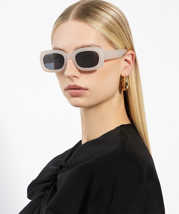 Dune London Gleaming - Ecru Rectangular Frame Sunglasses