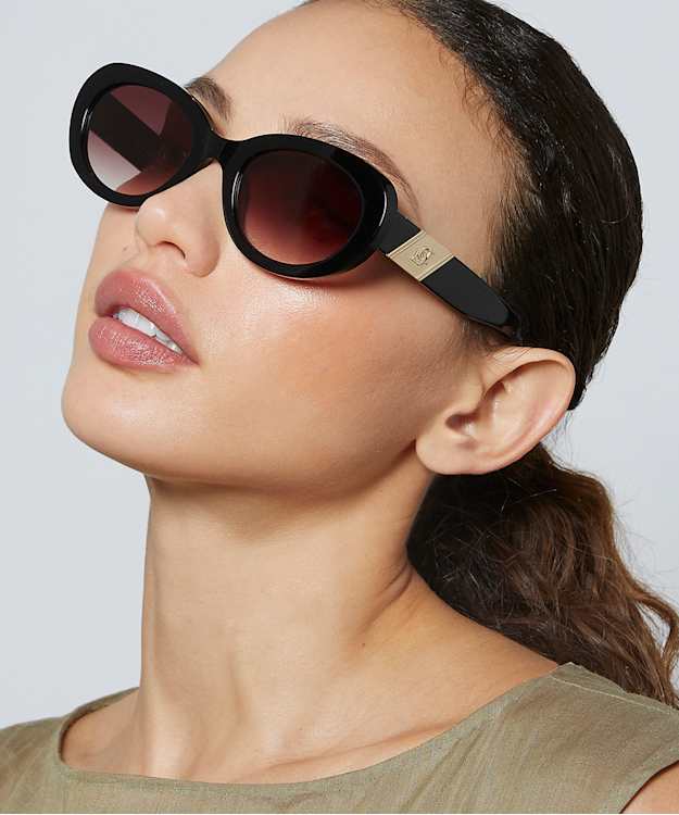Dune London Glee - Black Oval Frame Tortoiseshell Sunglasses