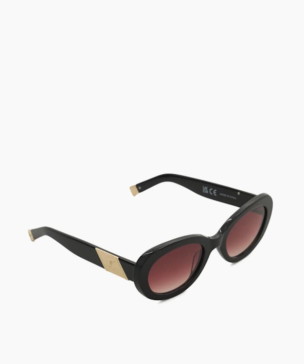 dune london Glee - Black Oval Frame Tortoiseshell Sunglasses