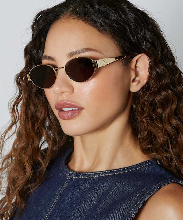 Dune London Glee - Gold Oval Frame Tortoiseshell Sunglasses