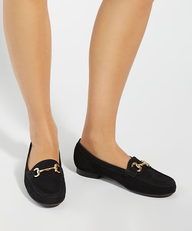 Dune London Glenniee - Black Suede Snaffle Trim Loafers
