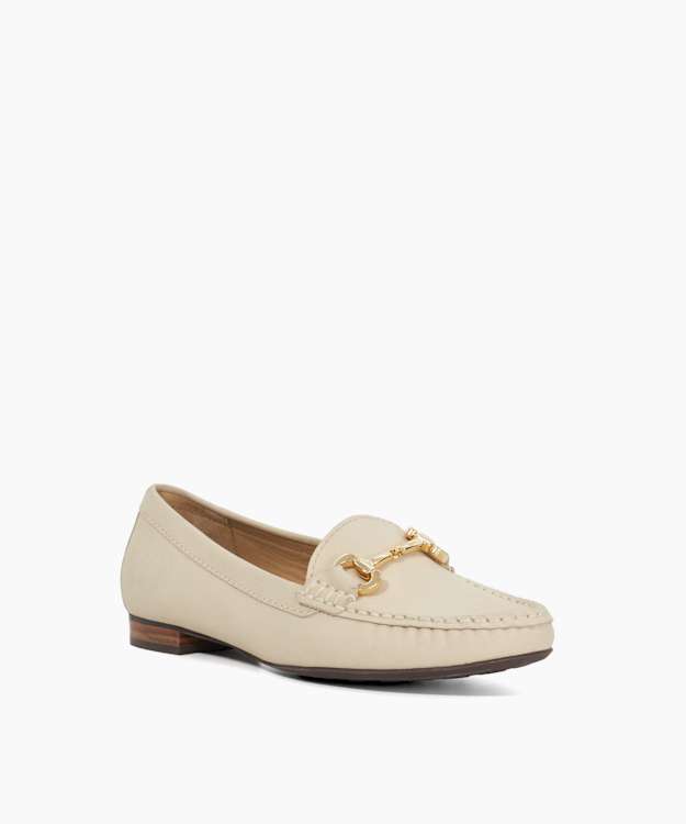 Dune London Glenniee - Cream Suede Snaffle Trim Loafers