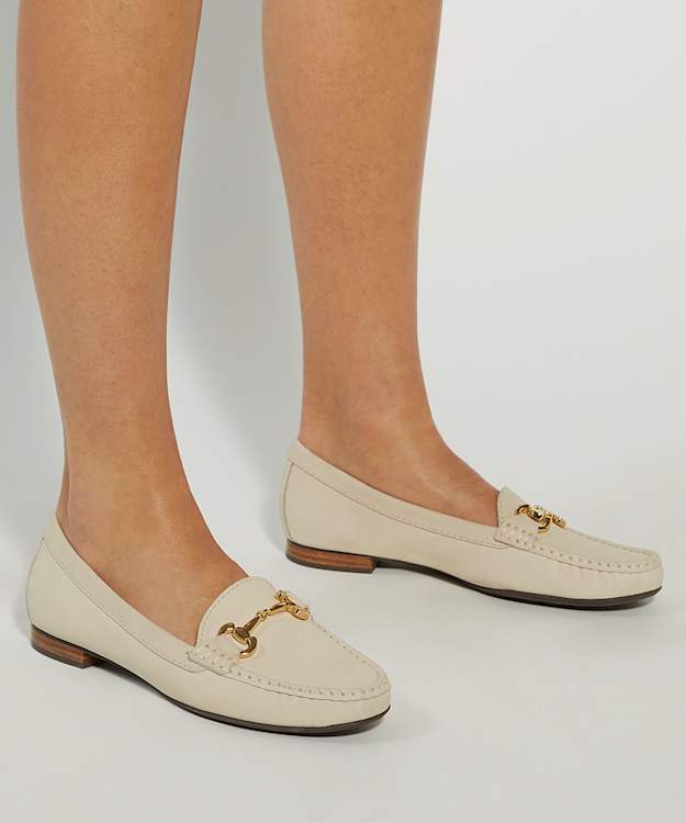 Dune London Glenniee - Cream Suede Snaffle Trim Loafers