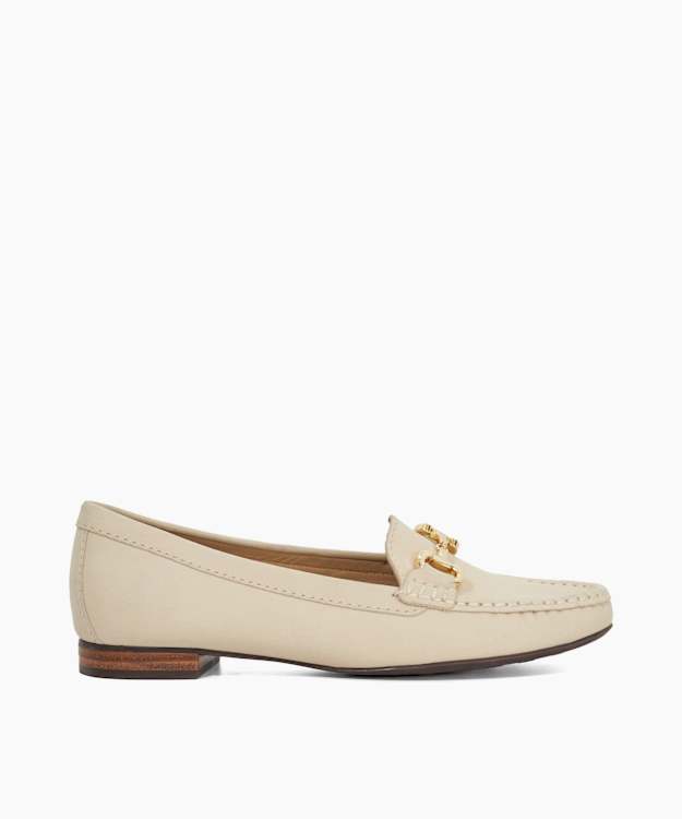 dune london Glenniee - Cream Suede Snaffle Trim Loafers