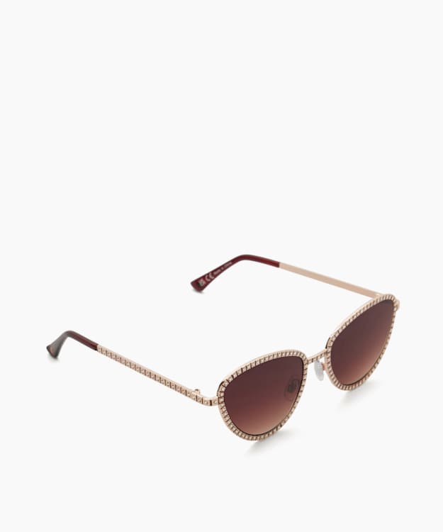 dune london Glinting - Gold Diamante Embellished Sunglasses