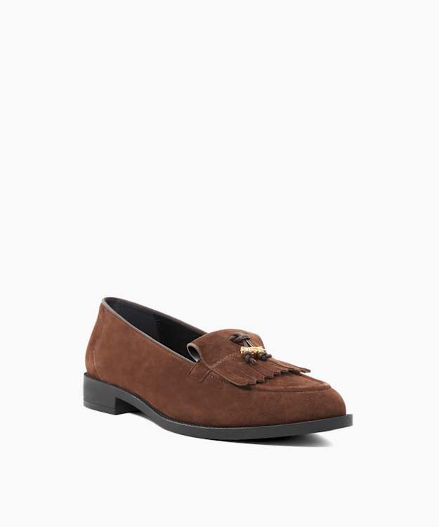 Dune London Globetrot - Brown Branded Charm Detail Tassel Loafers